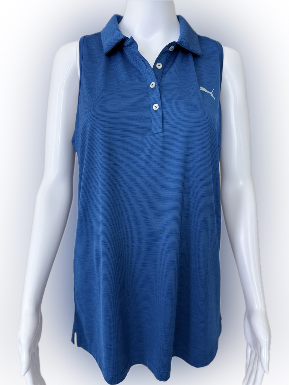 Puma Blue Sleeveless Golf Polo Tank Top